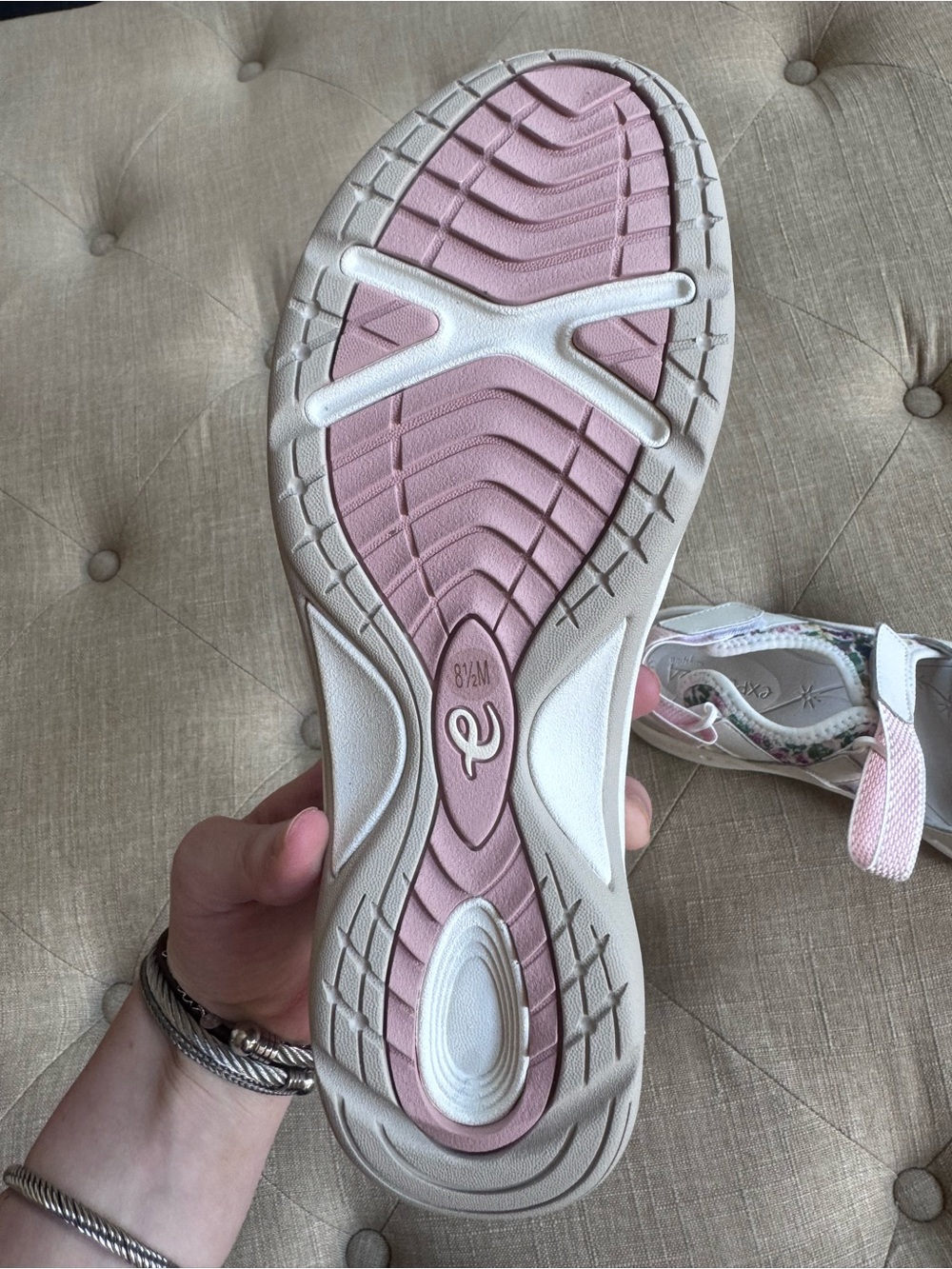 Asics White Floral Pink Accent Women’s Sandal Sneakers - Picture 4 of 4